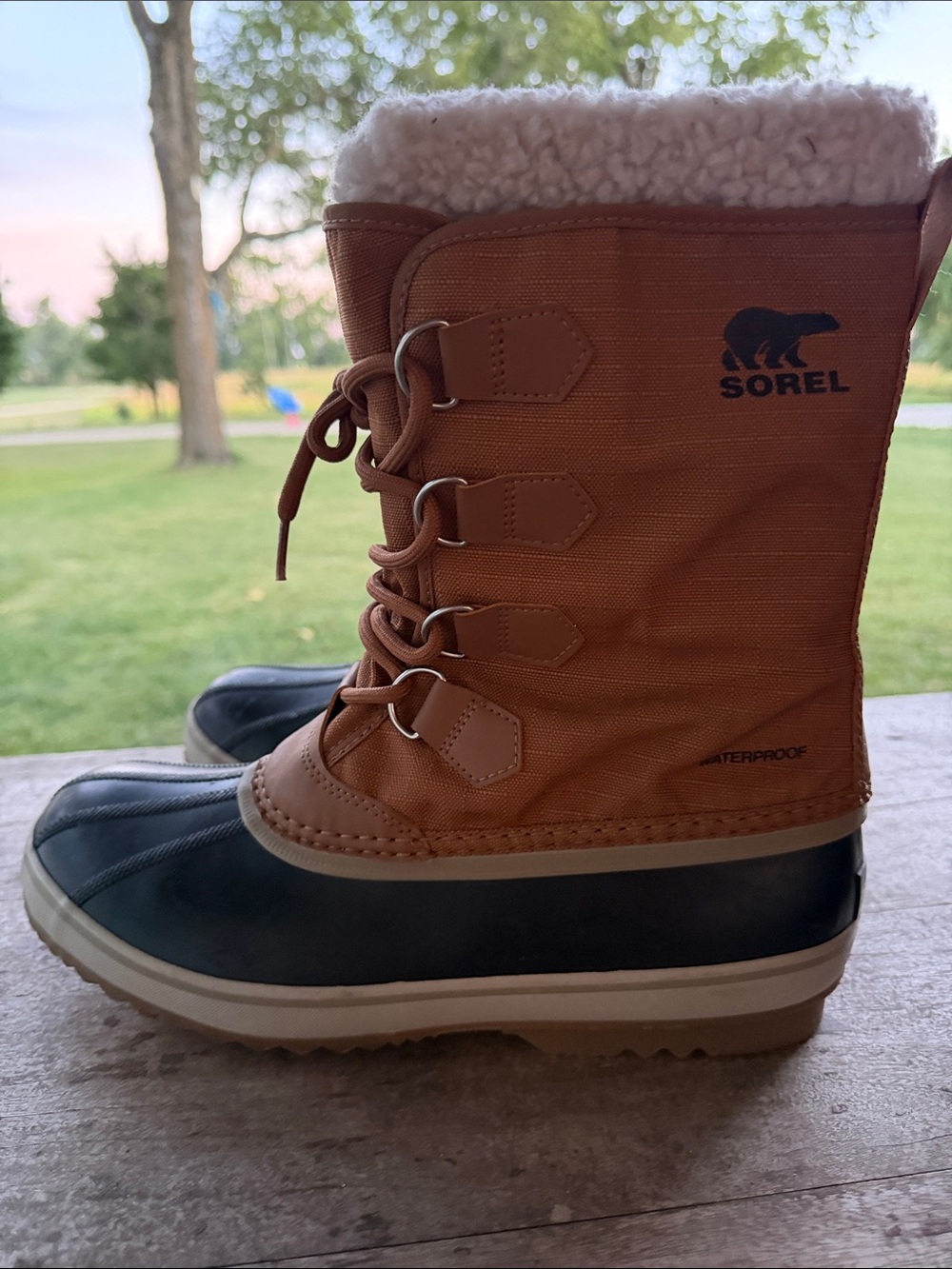 Men’s Sorel Tan and Black Waterproof Lace-Up Winter Boots